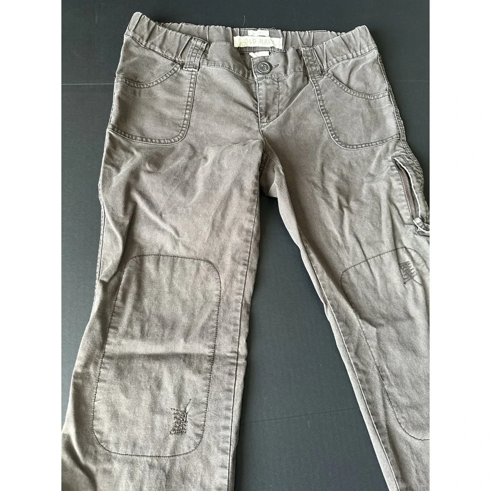 Old Navy Girls Gray Utility Straight Leg Pants Reinforced Knee Cargo Pocket S 14